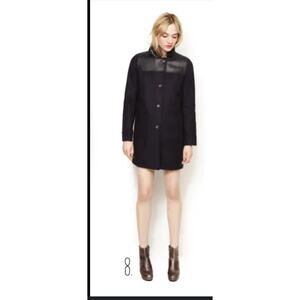 Alexa Chung For Madewel Women's Blue & Black leather Long Sleeve Coat Size Small